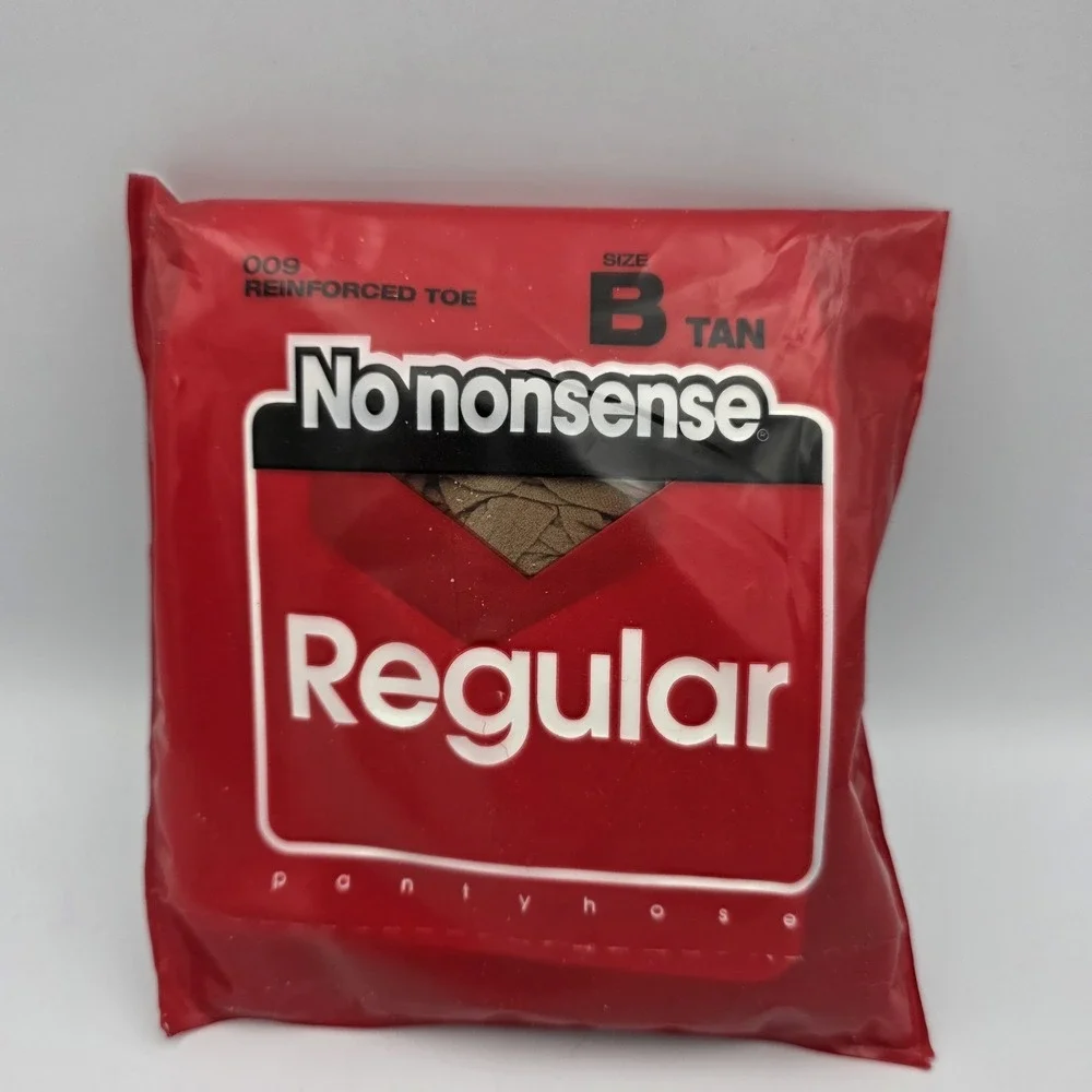 New Vtg No Nonsense 009 Regular Pantyhose Size B Tan Reinforced Toe‎ Hosiery